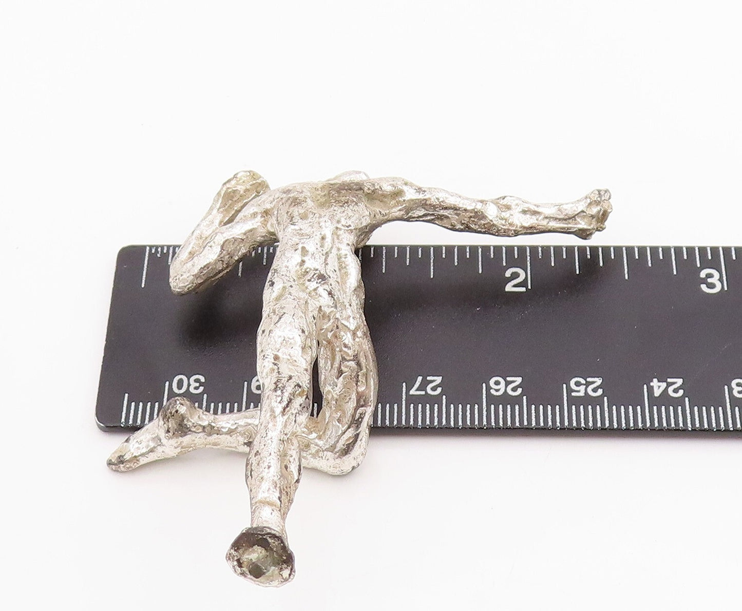 925 Sterling Silver Vintage Paper Weight Brutalist 3D Carved Dancing Man  TR3894