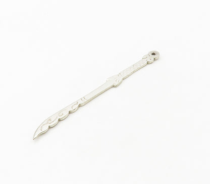 925 Sterling Silver  Vintage Shiny Etched Detail Sword Motif Pendant  PT12845