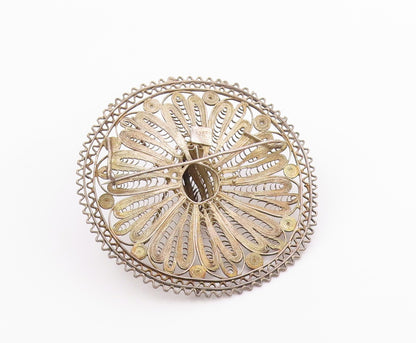MEXICO 925 Silver  Vintage Antique Filigree Heavy Sombrero Brooch Pin  BP8080