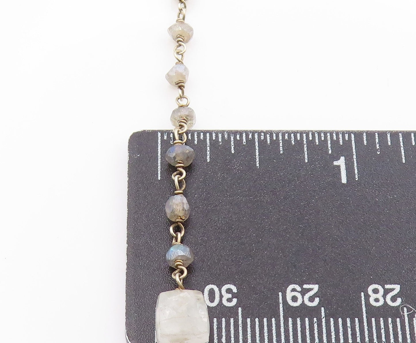 925 Sterling Silver Vintage Necklace Multi Gemstone Bohemian Long Chain  NE4661