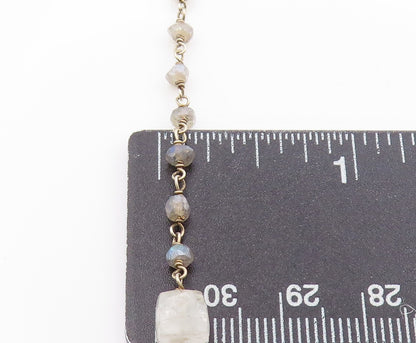 925 Sterling Silver Vintage Necklace Multi Gemstone Bohemian Long Chain  NE4661