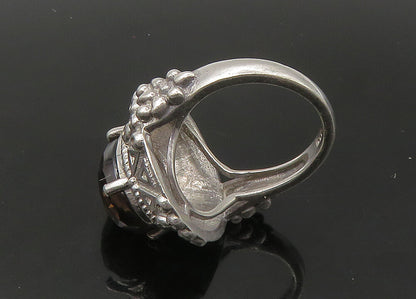 925 Sterling Silver  Vintage Faceted Smoky Topaz Cocktail Ring Sz 8  RG22406