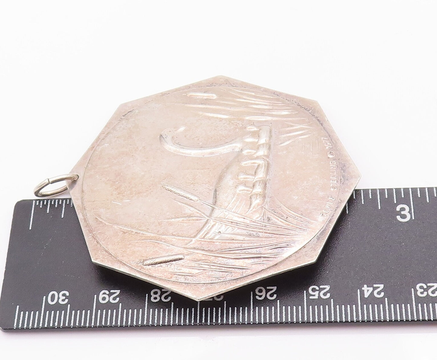 925 Sterling Silver Vintage Pendant TOWLE 1977 Carved Swimming Swan  PT22949
