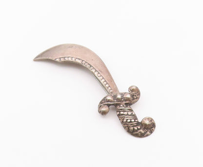 925 Sterling Silver  Vintage Antique Dark Tone Dagger Motif Brooch Pin  BP3036