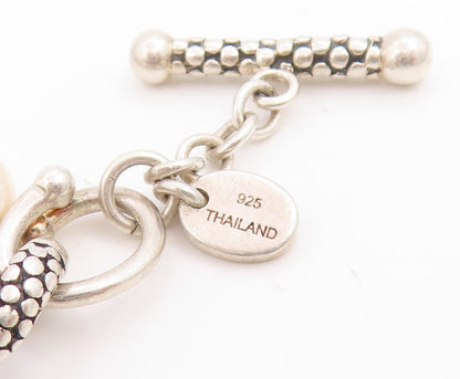 925 Sterling Silver Vintage Bracelet MICHAEL DAWKINS Pearl Dangle Link  BT11730