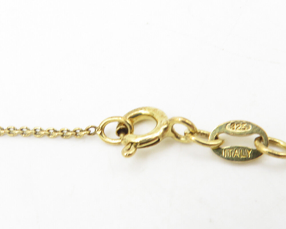 925 Silver  Genuine Diamonds Gold Plated Love Heart Chain Necklace  NE1962