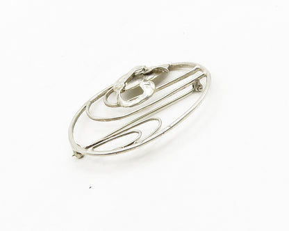SUSAN FOSTER 925 Sterling Silver  Vintage Shiny Swan Motif Brooch Pin  BP7065