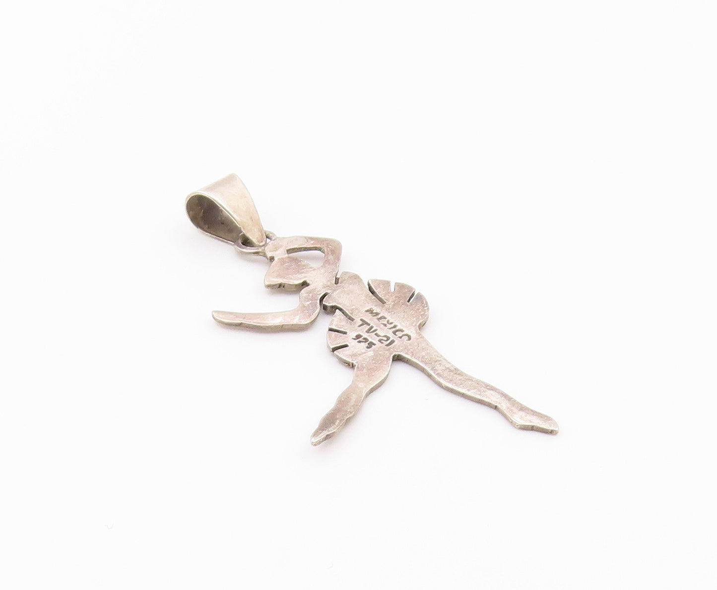 925 Sterling Silver  Vintage Dark Tone Ballet Dancer Motif Pendant  PT6392