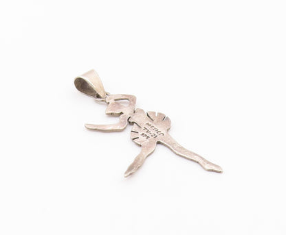 925 Sterling Silver  Vintage Dark Tone Ballet Dancer Motif Pendant  PT6392