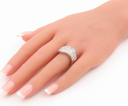 925 Sterling Silver Vintage Ring Round Cut CZ Wavy Cluster Band  Sz 7  RG35658