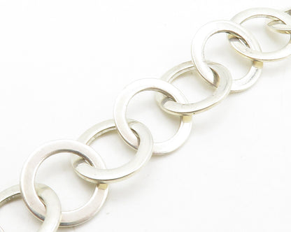 DAVID SIGAL 925 Sterling Silver Vintage Shiny Open Circle Chain Necklace  NE2196