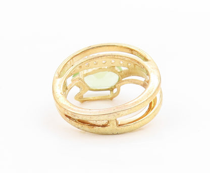 925 Sterling Silver Vintage Ring Gold Plated Peridot & CZ Bypass  Sz 7  RG35913