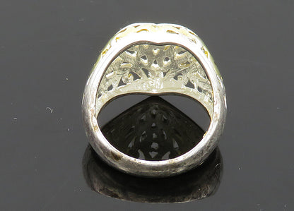 925 Silver   Vintage Shiny 2 Tone Love Heart Dome Band Ring Sz 5  RG20182