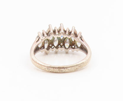 925 Sterling Silver Vintage Ring Marquise & Round Cut CZ Cluster  Sz 7  RG35132