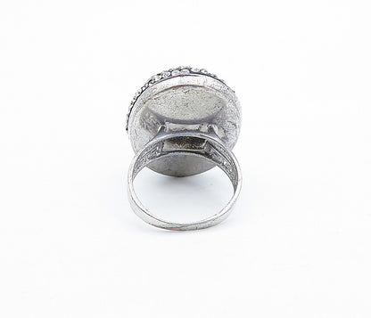 925 Sterling Silver Vintage Topaz & Crystal Dome Cocktail Ring Sz 7 RG5188