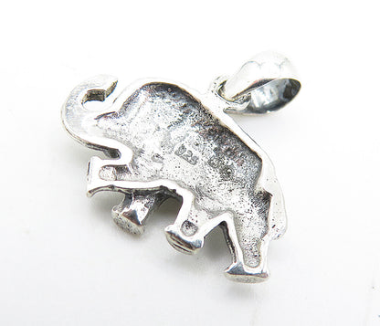 925 Sterling Silver  Vintage Petite Shiny Elephant Motif Drop Pendant  PT5460