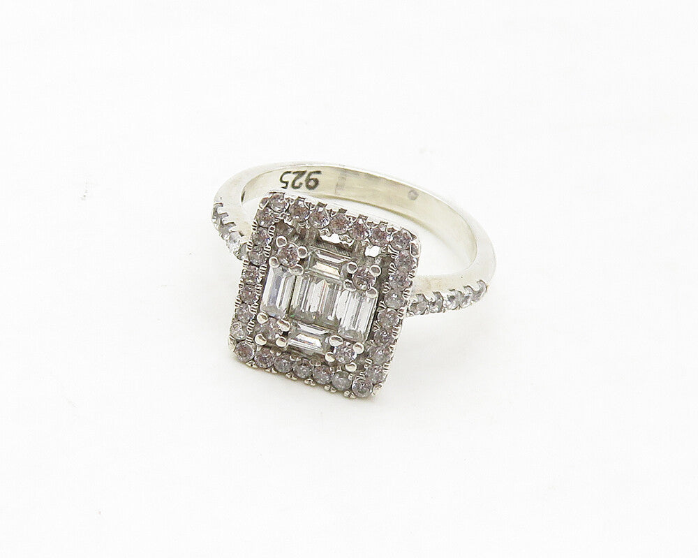 925 Sterling Silver  Shiny Cubic Zirconia Petite Band Ring Sz 4  RG17372