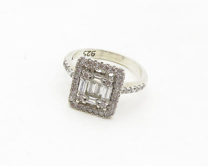 925 Sterling Silver  Shiny Cubic Zirconia Petite Band Ring Sz 4  RG17372