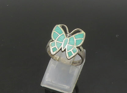 POST BELL 925 Silver  Vintage Turquoise Butterfly Band Ring Sz 7  RG23663