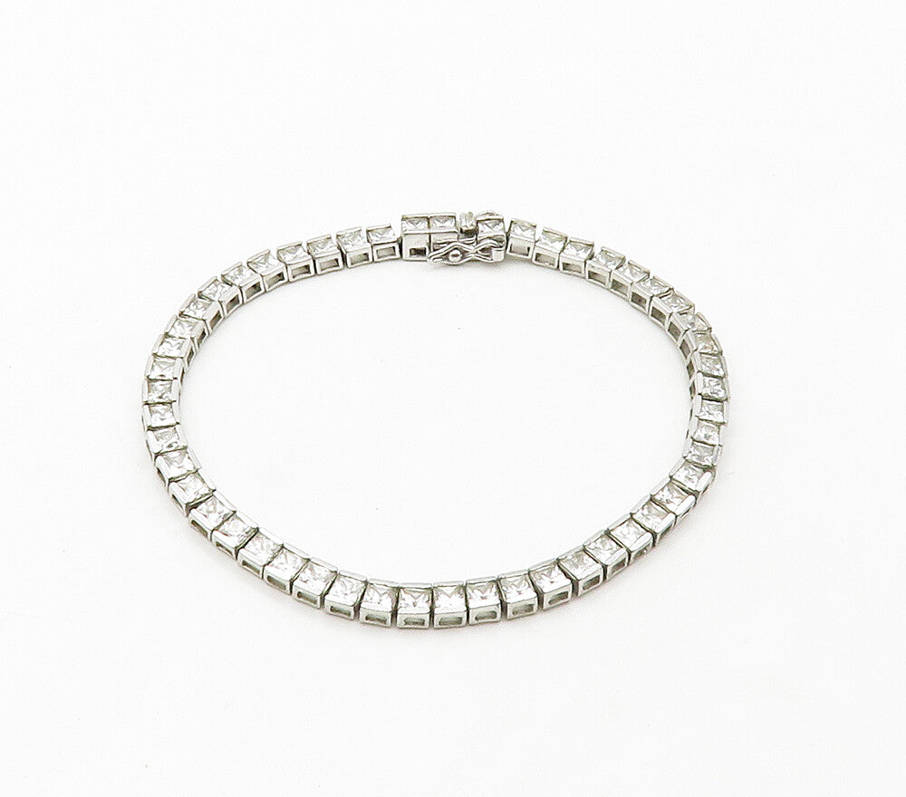 ROSS SIMON 925 Sterling Silver  Cubic Zirconia Boz Link Tennis Bracelet BT6308