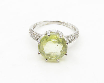 925 Sterling Silver  Prong Set Topaz Solitaire With Accents Ring Sz 7  RG17350