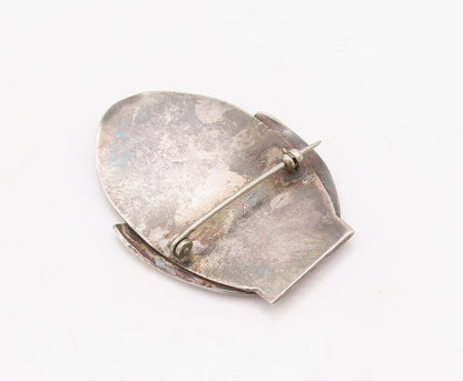 925 Sterling Silver Vintage Brooch Pin NAVAJO Solid Carved Design  BP11208