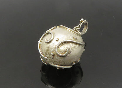 925 Sterling Silver  Vintage Swirl Patterned Hollow Sphere Pendant  PT17458