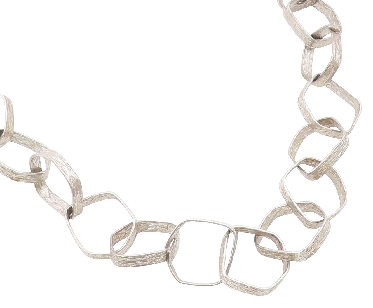 925 Sterling Silver Vintage Necklace UNO A ERRE Geometric Squares Link  NE4831