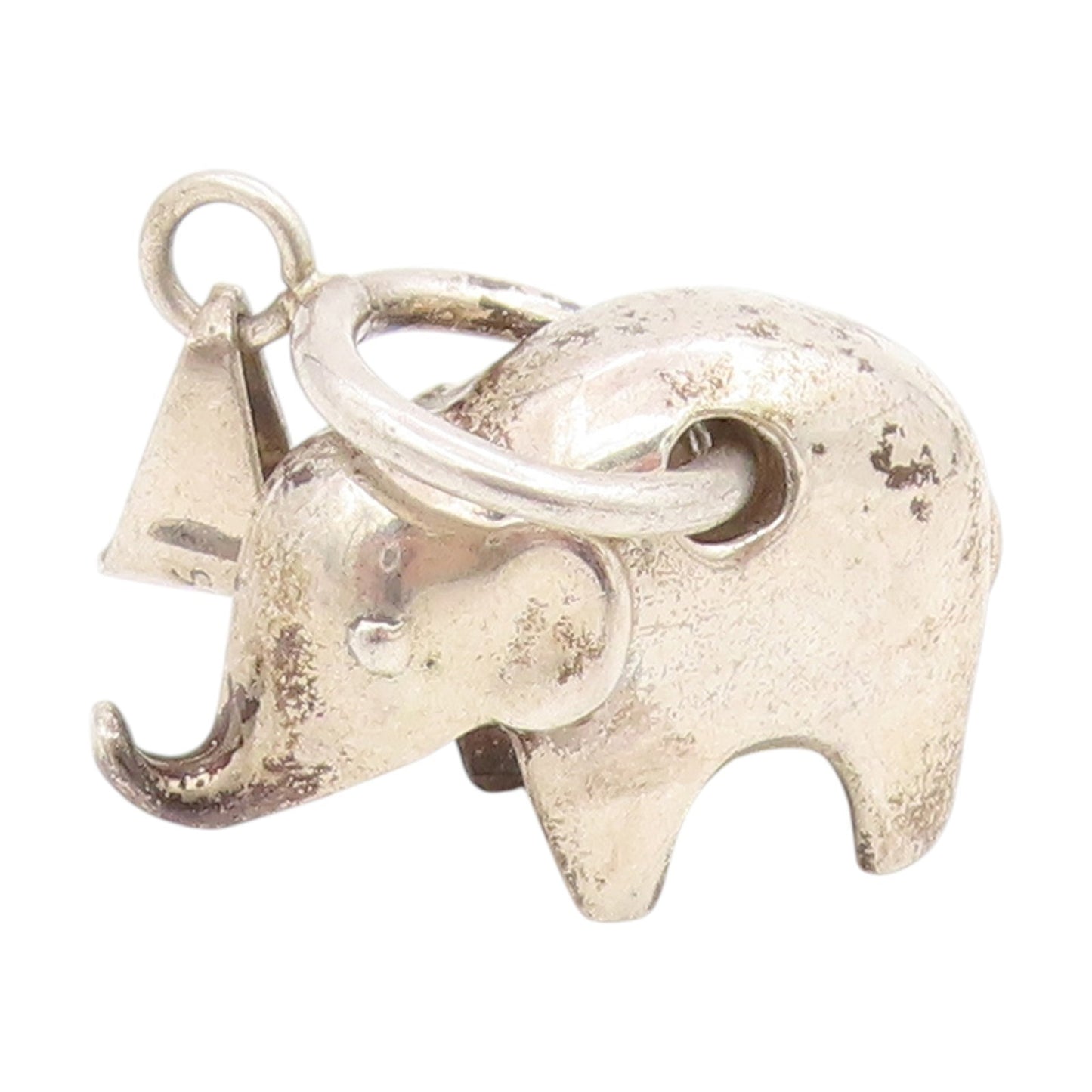 925 Sterling Silver Vintage Pendant Lucky Majestic Elephant Figurine  PT25606