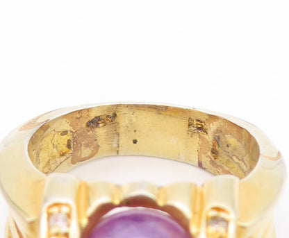925 Sterling Silver Vintage Ring Gold Plated Designer Amethyst CZ  Sz 9  RG32818