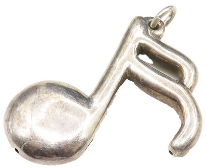 925 Sterling Silver  Vintage Dark Tone Hollow 16th Note Music Pendant  PT10228