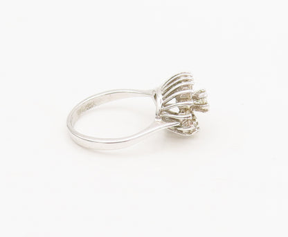 PANETTA 925 Silver  Vintage Spiked Flower White Topaz Ring Sz 6.25  RG27038