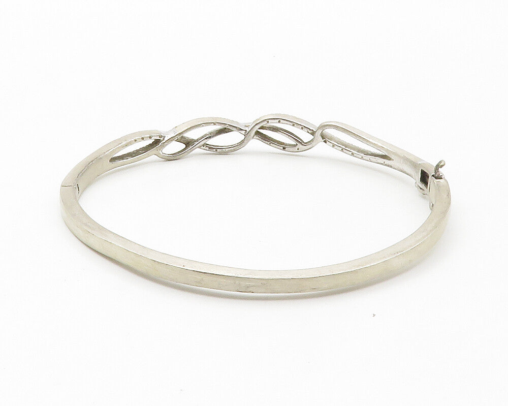 925 Silver  Vintage Genuine Black & White Diamonds Bangle Bracelet  BT5439