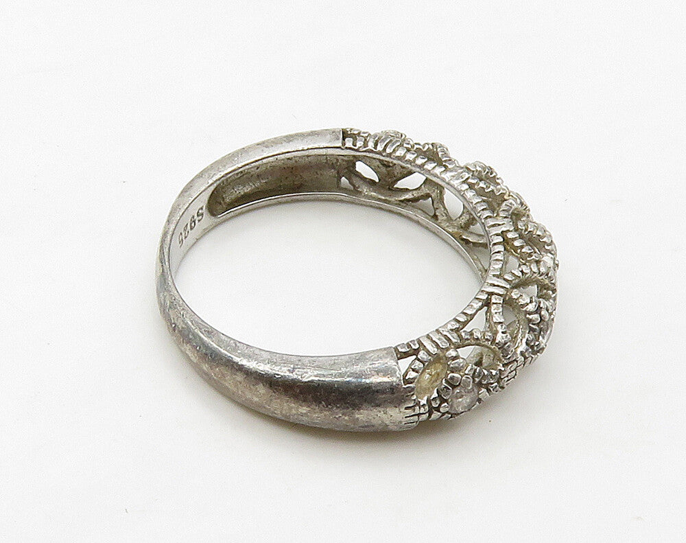 925 Sterling Silver  Vintage Topaz Cutout Dome Band Ring Sz 5.5  RG16234