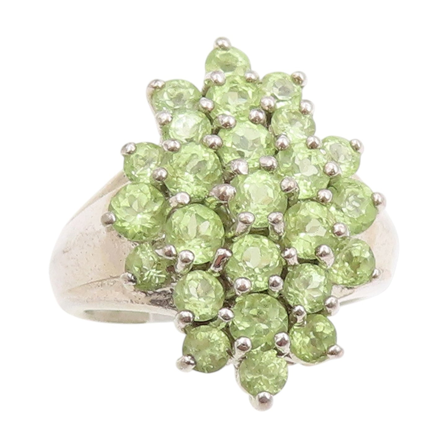 925 Sterling Silver Vintage Ring Topaz Cluster Statement Band  Sz 5.5  RG33972
