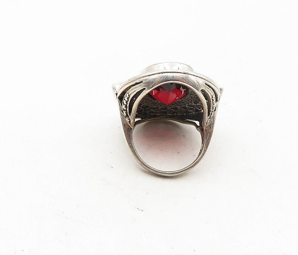 NICKY BUTLER 925 Sterling Silver  Vintage Red Topaz Cocktail Ring Sz 6  RG9041