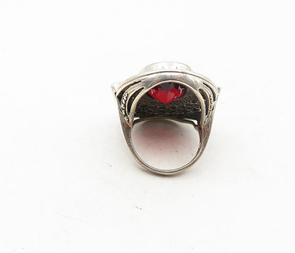 NICKY BUTLER 925 Sterling Silver  Vintage Red Topaz Cocktail Ring Sz 6  RG9041