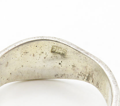 925 Sterling Silver  Vintage Linear Pattern Shiny Band Ring Sz 8  RG15197