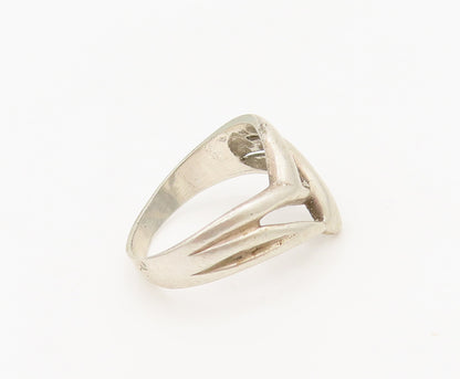 925 Sterling Silver  Vintage Modernist Solid Swirl Cutout Ring Sz 6  RG27186