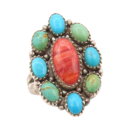 925 Sterling Silver Vintage Ring CAROL FELLY Multicolor Turquoise Sz 10  RG32552