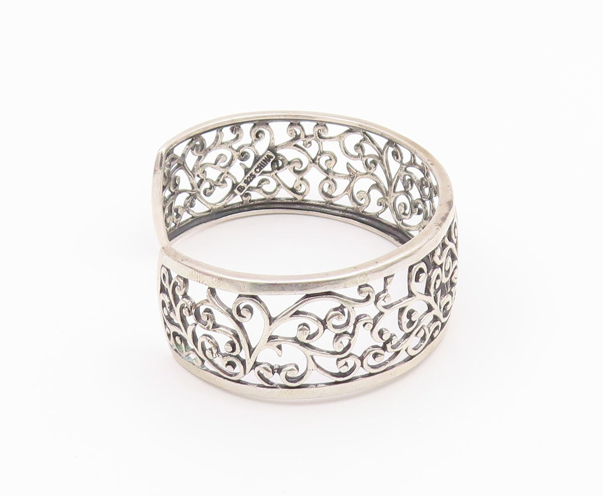 ROSS SIMON 925 Sterling Silver  Vintage Shiny Swirl Vine Cuff Bracelet  BT8859