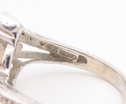 925 Sterling Silver Vintage Ring Real Diamonds & Amethyst Bypass  Sz 6  RG34874