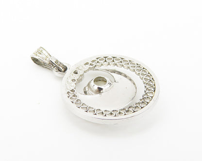 925 Sterling Silver  Prong Set White Topaz Crescent Moon Drop Pendant  PT8383