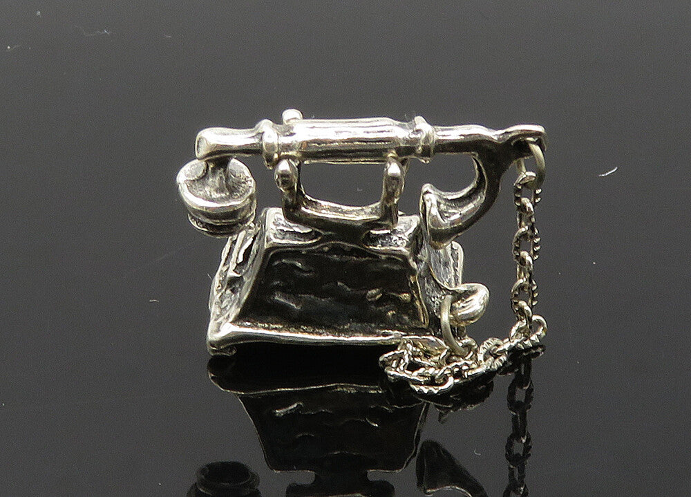 925 Sterling Silver  Vintage Petite Old Fashioned Telephone Trinket  TR2812