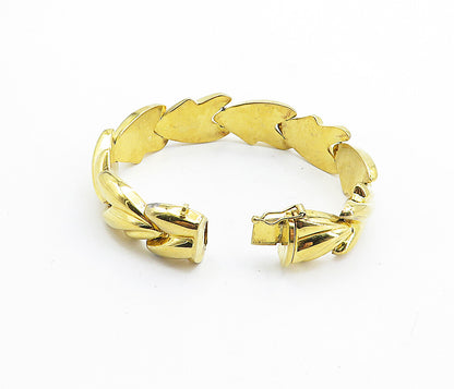 925 Sterling Silver  Shiny Gold Plated Fluted Hollow Chain Bracelet  BT2629