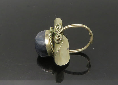 925 Sterling Silver  Vintage Agate Adjustable Cocktail Ring Sz 9  RG22463