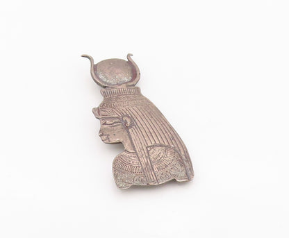 925 Sterling Silver Vintage Brooch Pin MMA Etched Hathor Goddess Profile BP12552