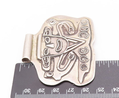 925 Sterling Silver Vintage Pendant Brutalist Carved Joker Man Face  PT22971