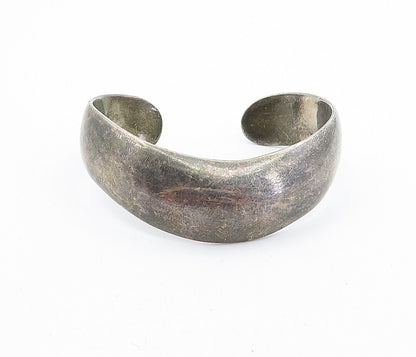 LOS BALLESTEROS 925 Silver  Vintage Oxidized Smooth Wavy Cuff Bracelet  BT2771