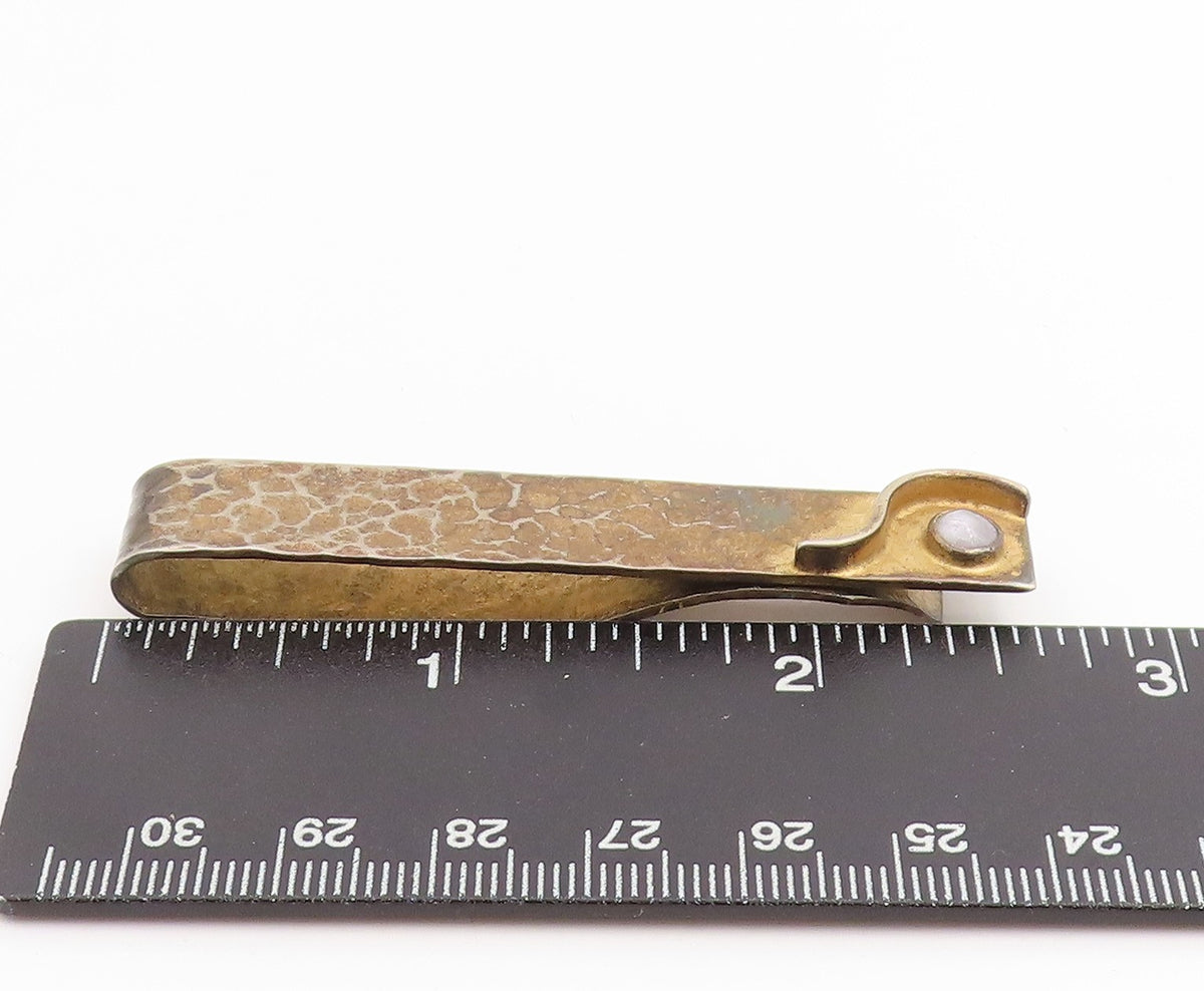 925 Sterling Silver Vintage Money Clip ORVELO Cabochon Moonstone Bar   TR4025